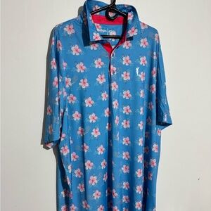 Men's Blue Floral Polo Shirt